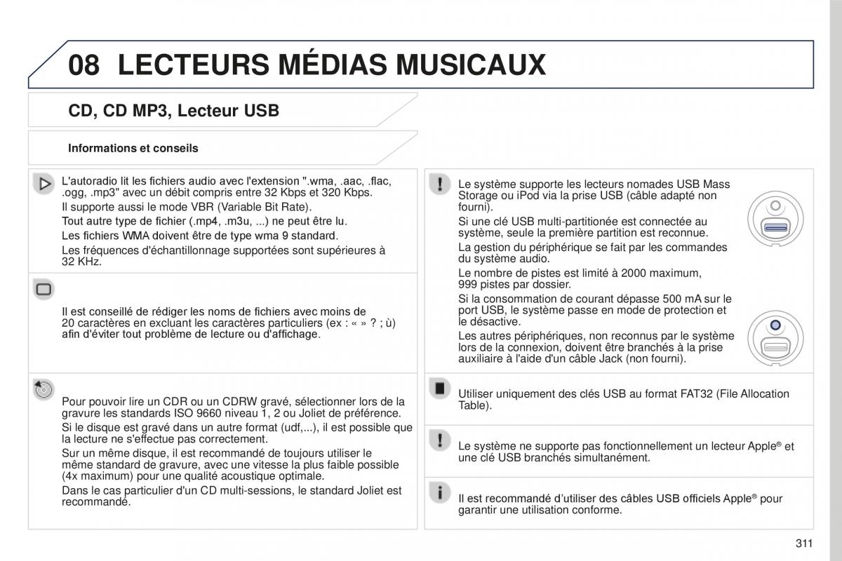 manual Peugeot 5008 FL manuel du proprietaire / page 313