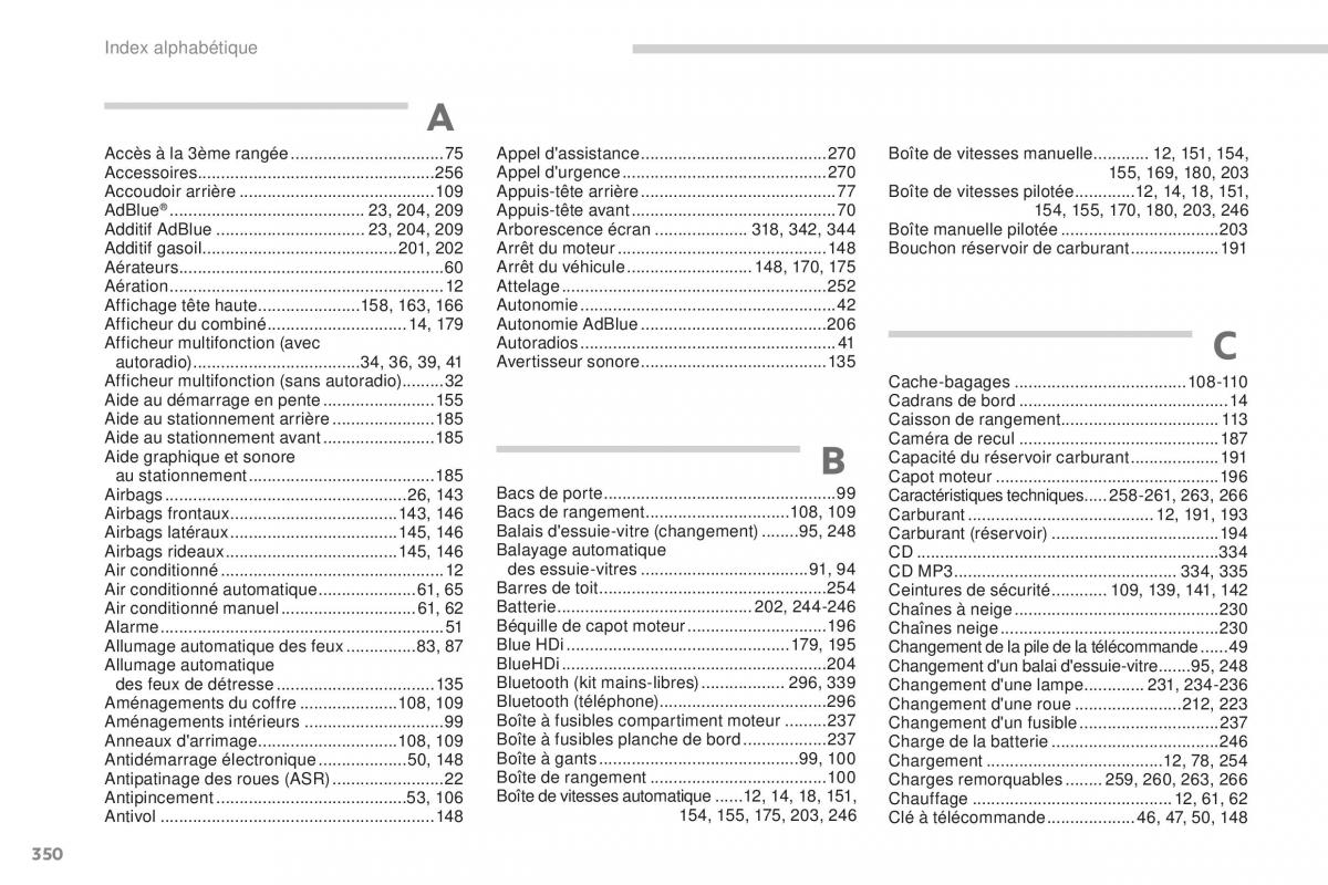 manual  Peugeot 5008 FL manuel du proprietaire / page 352