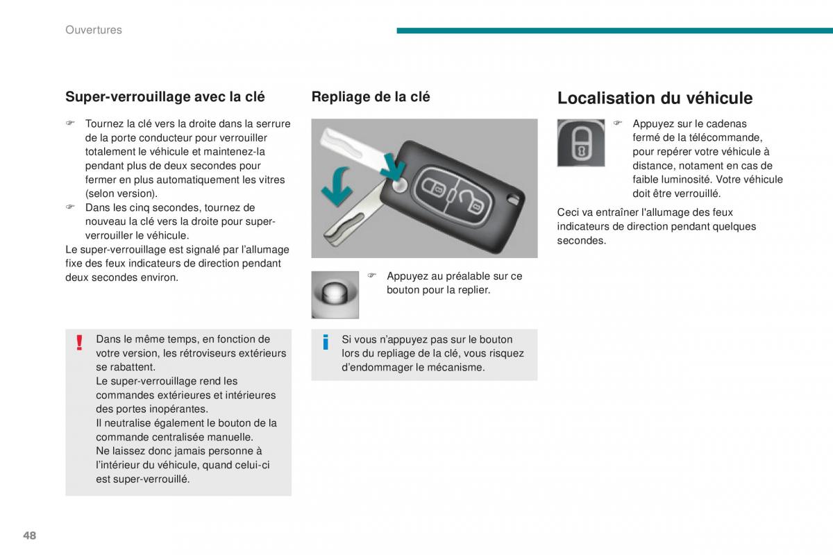 manual Peugeot 5008 FL manuel du proprietaire / page 50