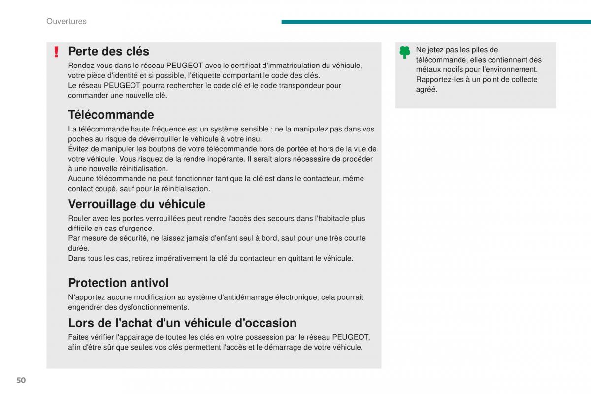 manual Peugeot 5008 FL manuel du proprietaire / page 52