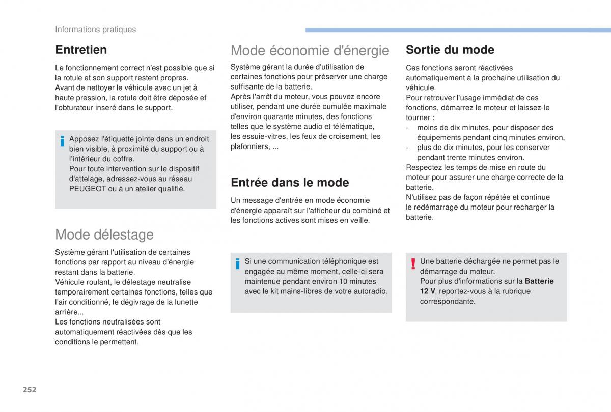 manual Peugeot 5008 FL manuel du proprietaire / page 254