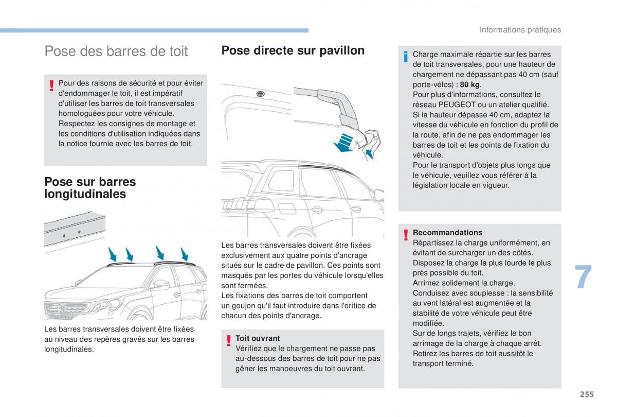 manual Peugeot 5008 FL manuel du proprietaire / page 257