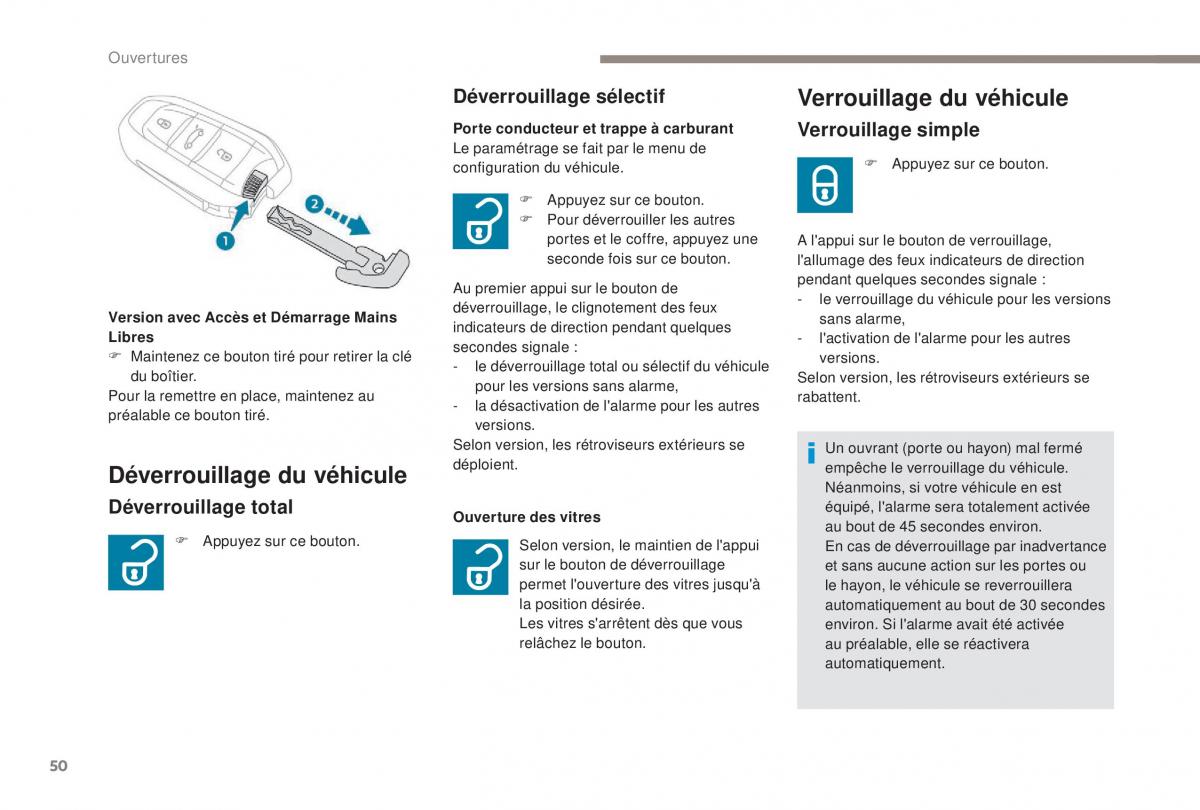 manual Peugeot 5008 FL manuel du proprietaire / page 52