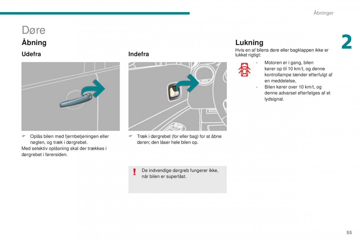 Peugeot 5008 II 2 Bilens instruktionsbog / page 57