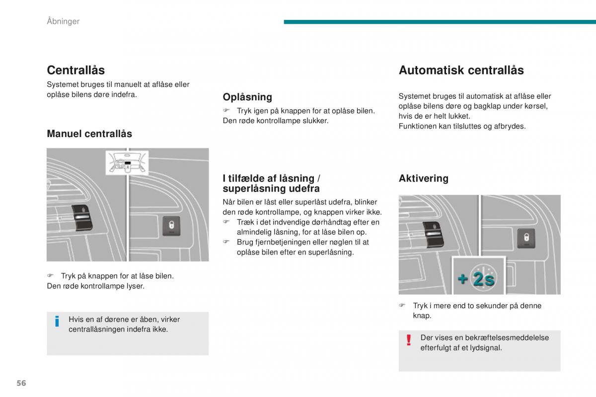 Peugeot 5008 II 2 Bilens instruktionsbog / page 58