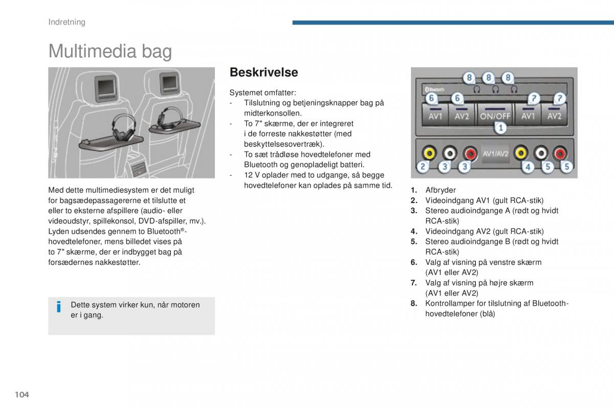 Peugeot 5008 II 2 Bilens instruktionsbog / page 106