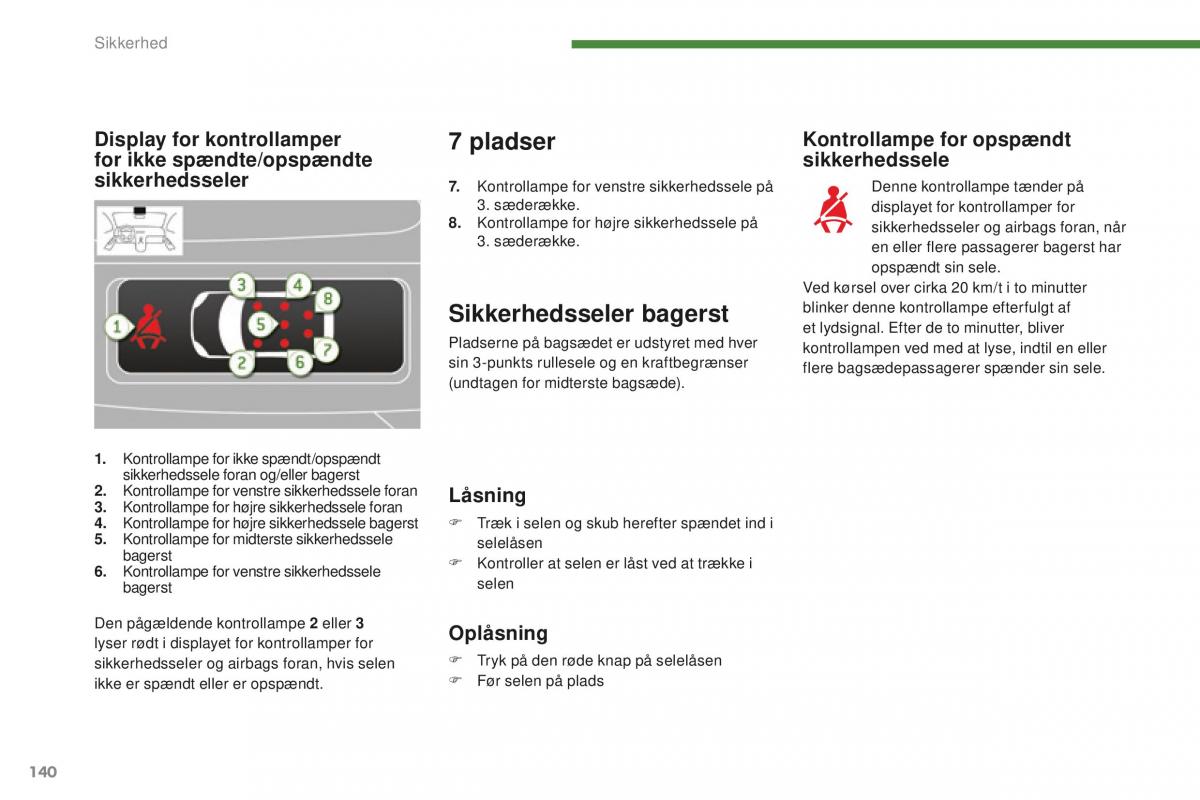 Peugeot 5008 II 2 Bilens instruktionsbog / page 142