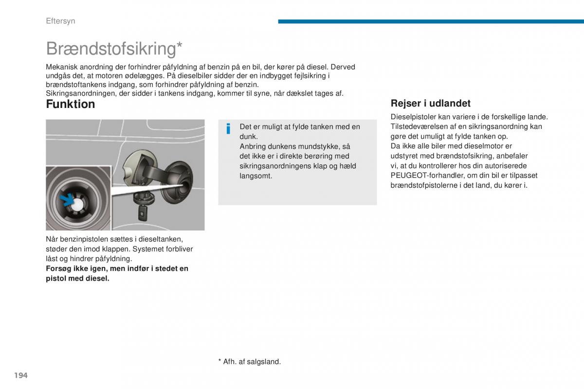 Peugeot 5008 II 2 Bilens instruktionsbog / page 196