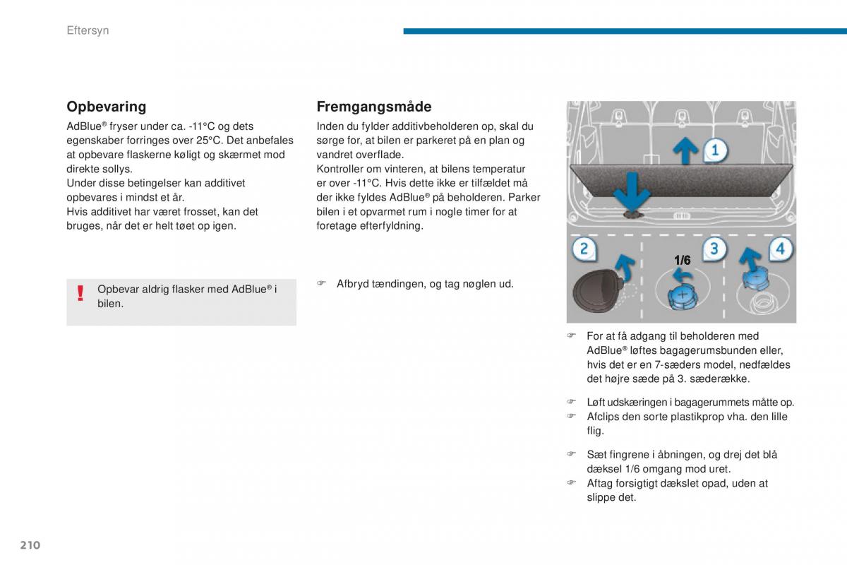 Peugeot 5008 II 2 Bilens instruktionsbog / page 212