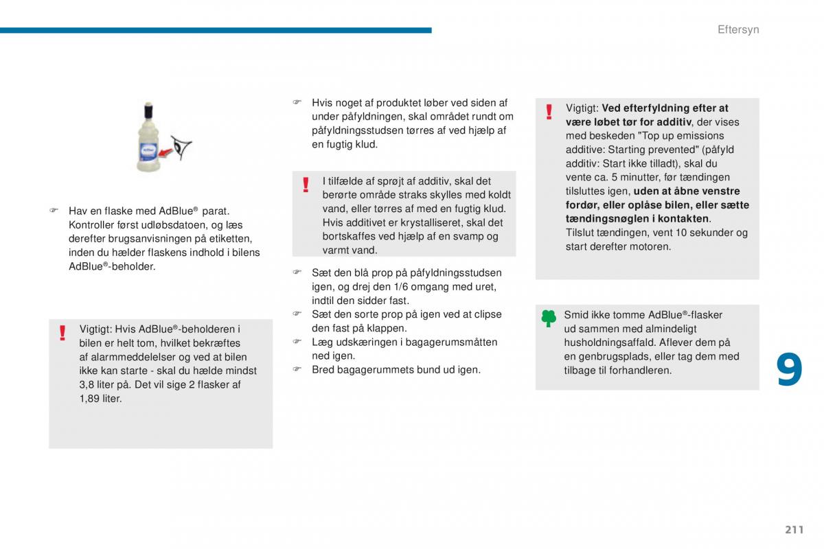 Peugeot 5008 II 2 Bilens instruktionsbog / page 213