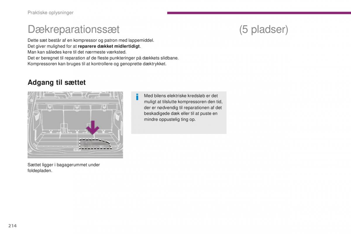 Peugeot 5008 II 2 Bilens instruktionsbog / page 216