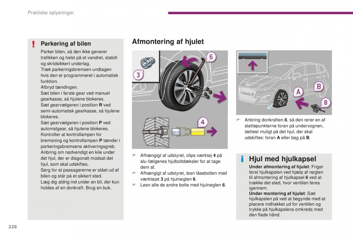 Peugeot 5008 II 2 Bilens instruktionsbog / page 228