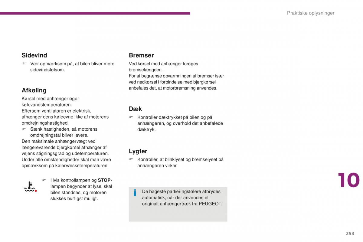 Peugeot 5008 II 2 Bilens instruktionsbog / page 255