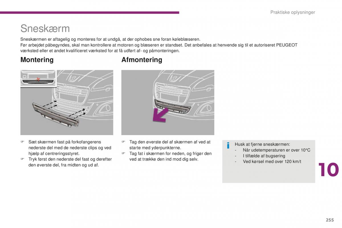 Peugeot 5008 II 2 Bilens instruktionsbog / page 257