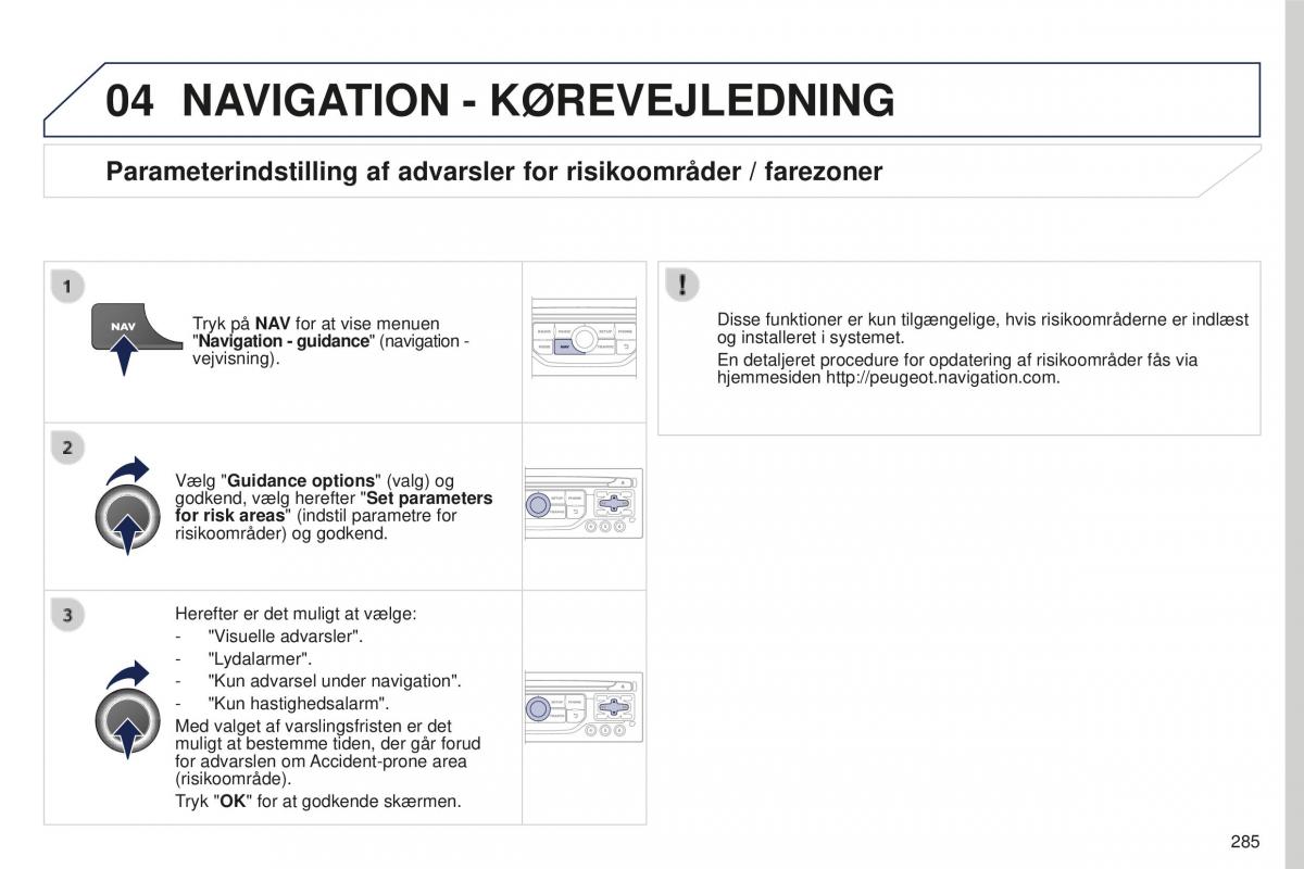 Peugeot 5008 II 2 Bilens instruktionsbog / page 287