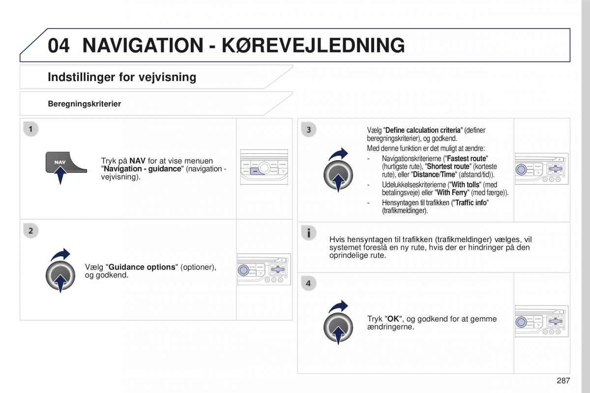 Peugeot 5008 II 2 Bilens instruktionsbog / page 289