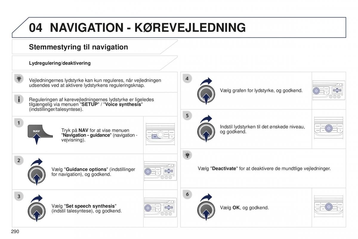 Peugeot 5008 II 2 Bilens instruktionsbog / page 292