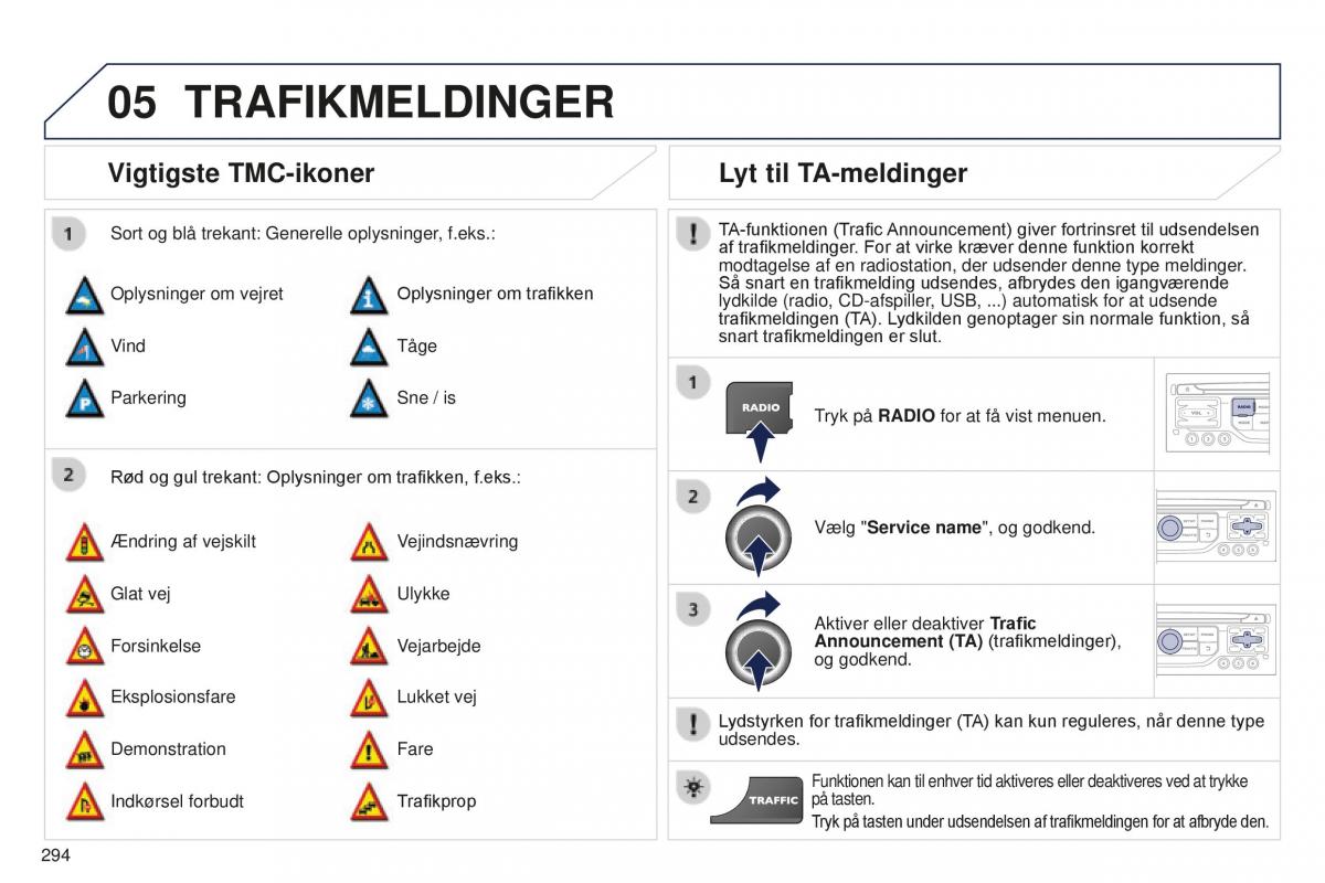 Peugeot 5008 II 2 Bilens instruktionsbog / page 296