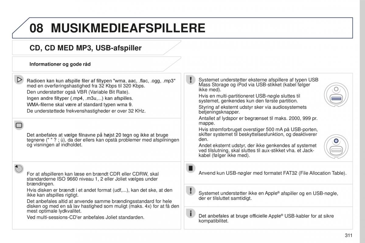 Peugeot 5008 II 2 Bilens instruktionsbog / page 313