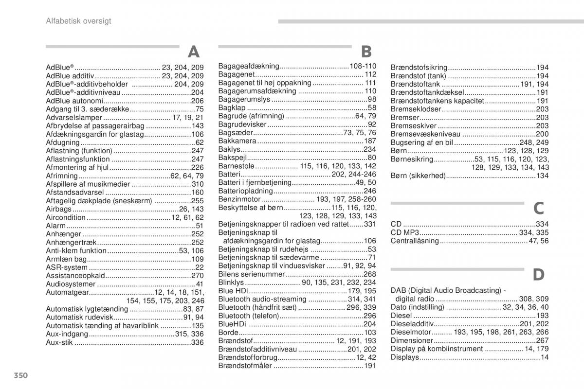 Peugeot 5008 II 2 Bilens instruktionsbog / page 352