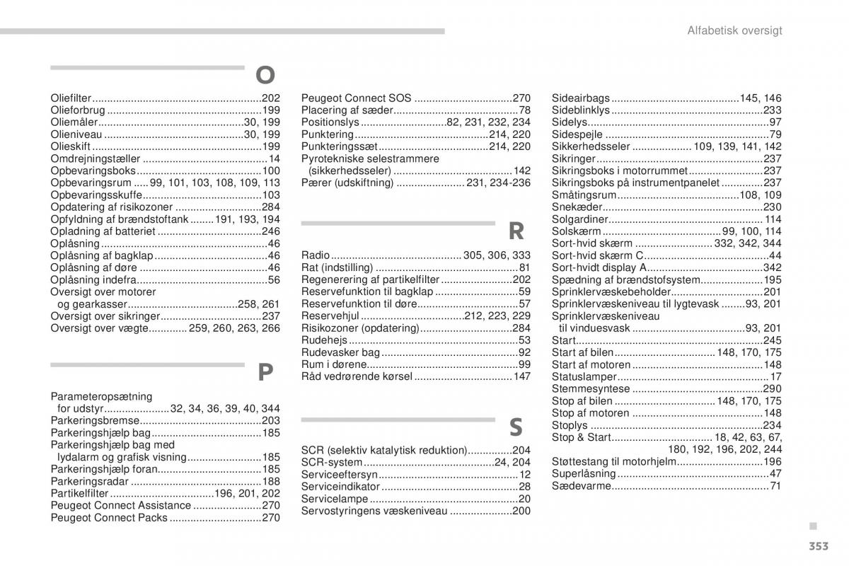 Peugeot 5008 II 2 Bilens instruktionsbog / page 355