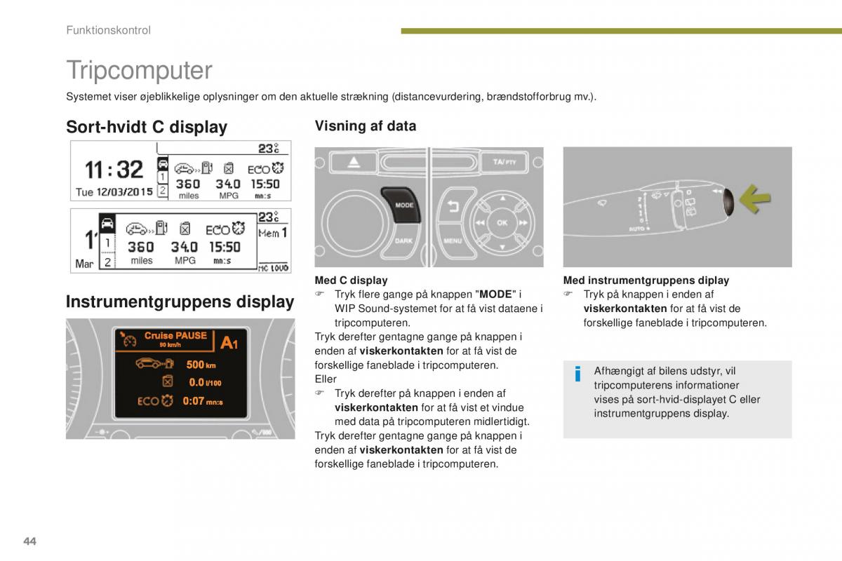 Peugeot 5008 II 2 Bilens instruktionsbog / page 46