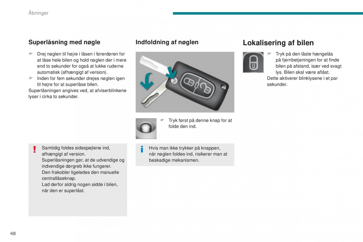 Peugeot 5008 II 2 Bilens instruktionsbog / page 50