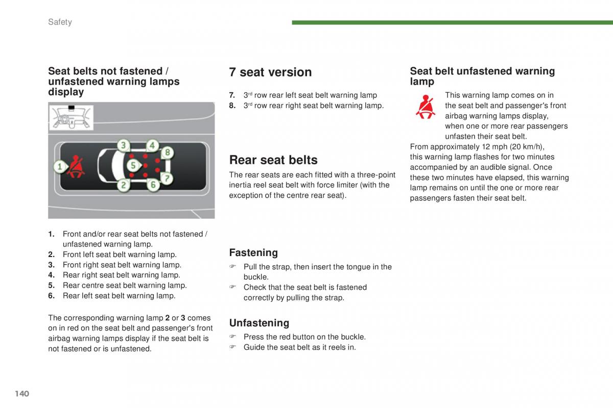 Peugeot 5008 II 2 owners manual / page 142