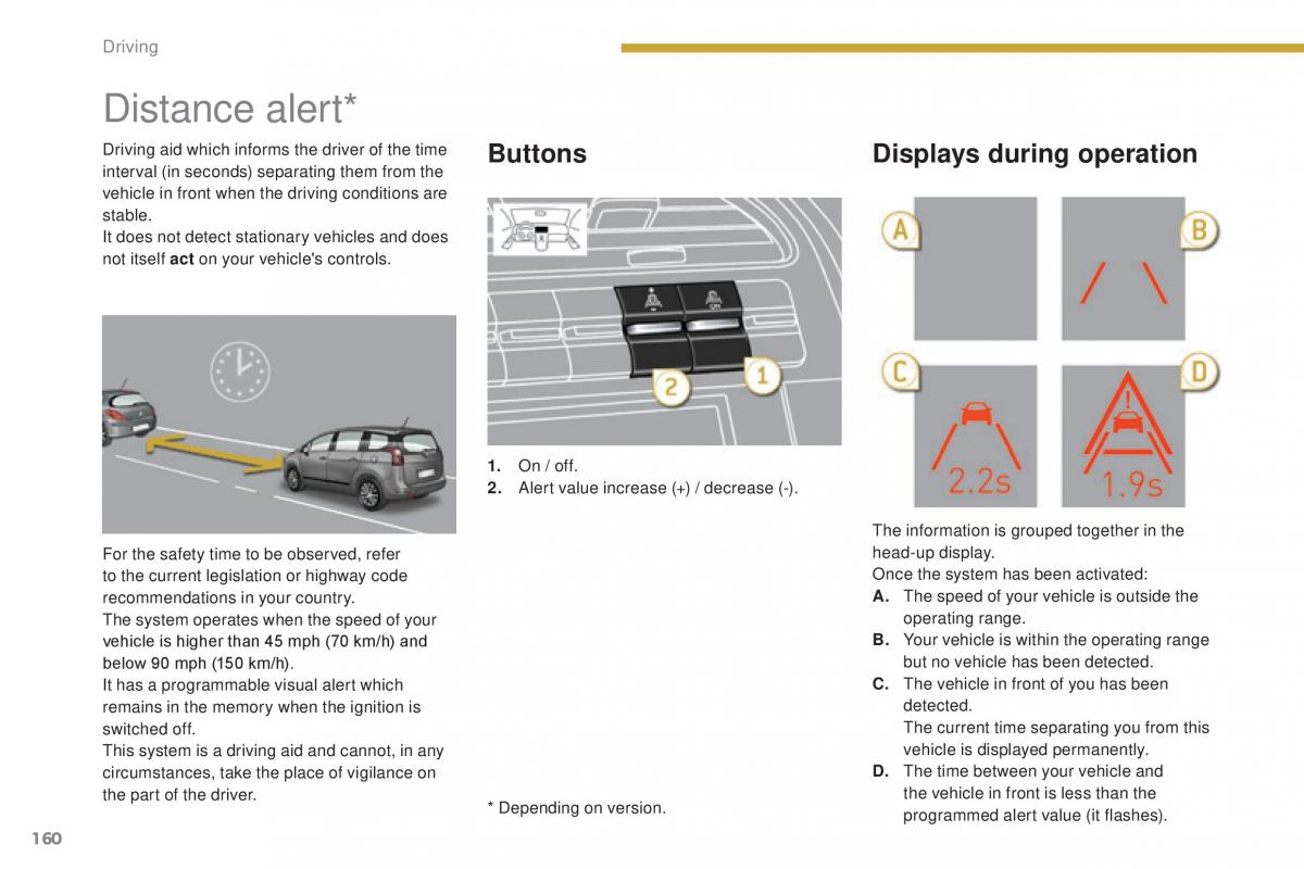 Peugeot 5008 II 2 owners manual / page 162