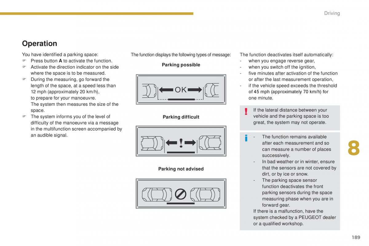 Peugeot 5008 II 2 owners manual / page 191