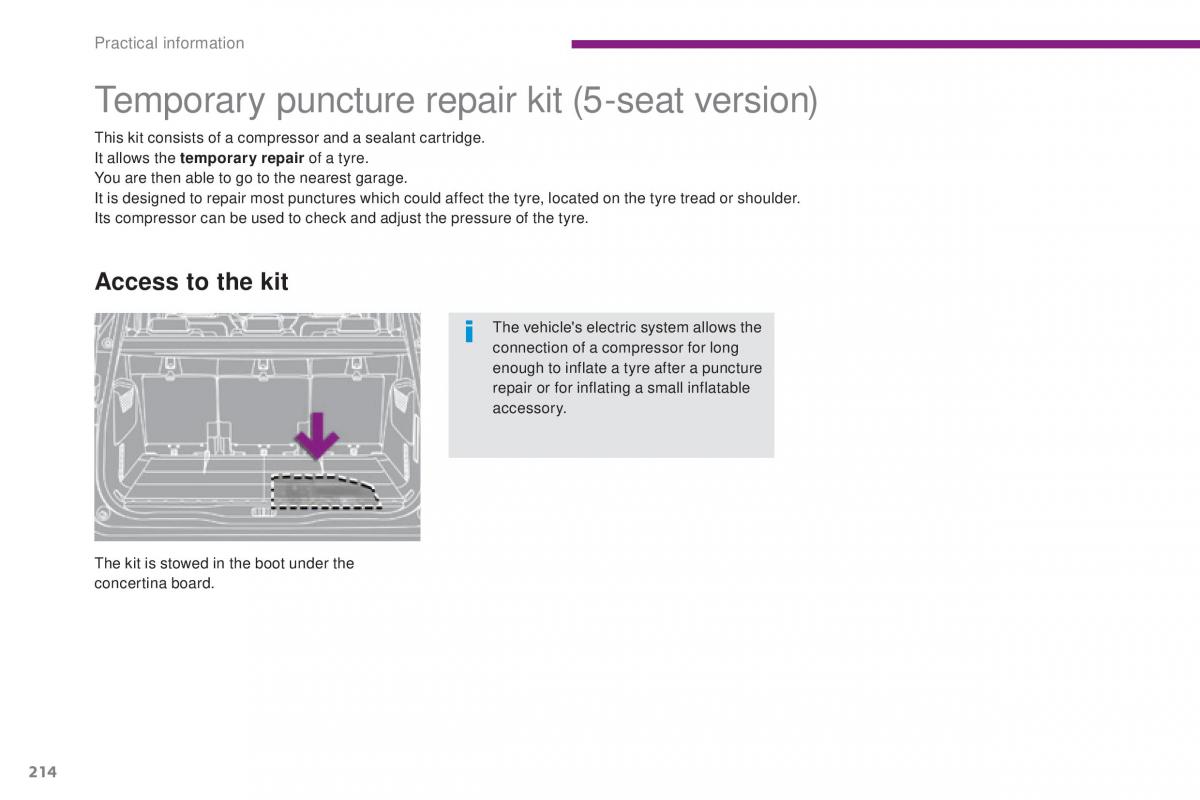 Peugeot 5008 II 2 owners manual / page 216