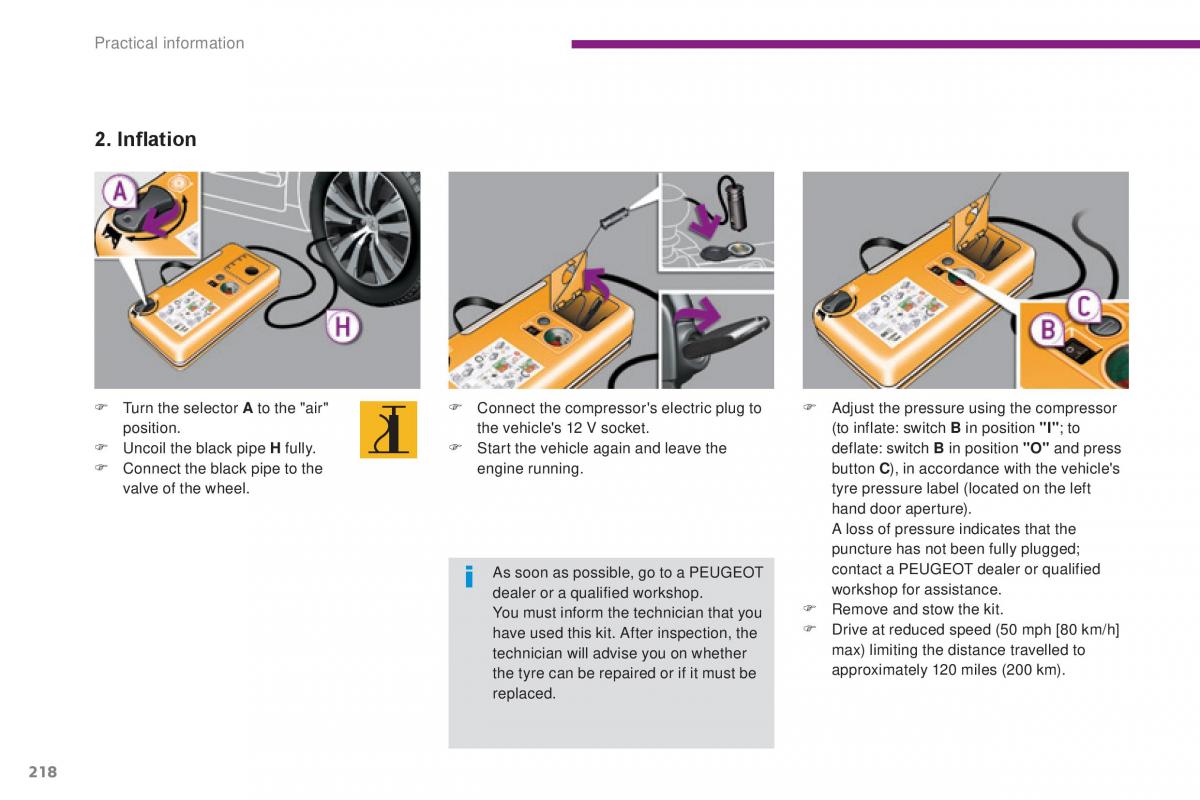 Peugeot 5008 II 2 owners manual / page 220