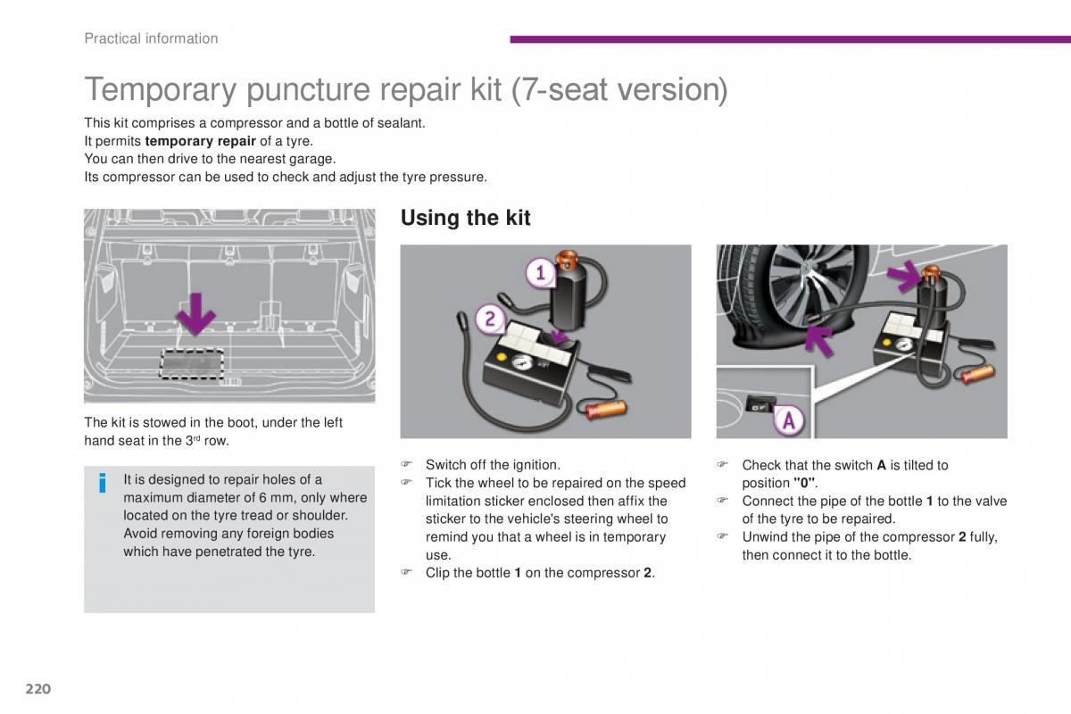 Peugeot 5008 II 2 owners manual / page 222