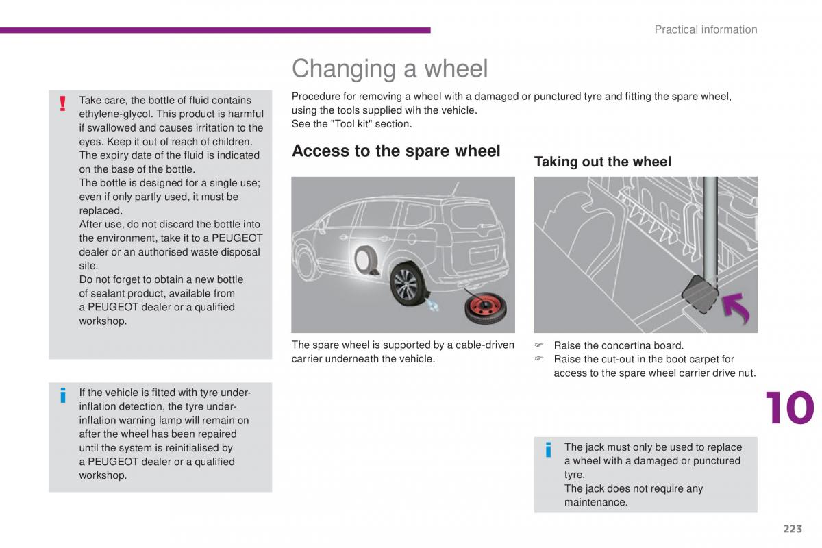 Peugeot 5008 II 2 owners manual / page 225