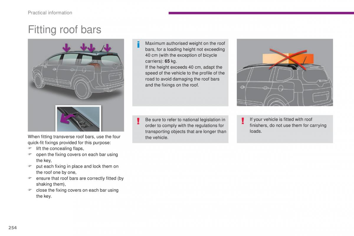 Peugeot 5008 II 2 owners manual / page 256