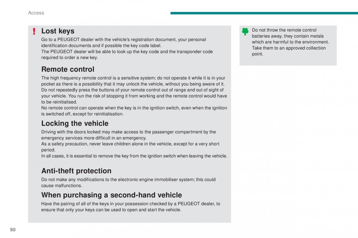 Peugeot 5008 II 2 owners manual / page 52