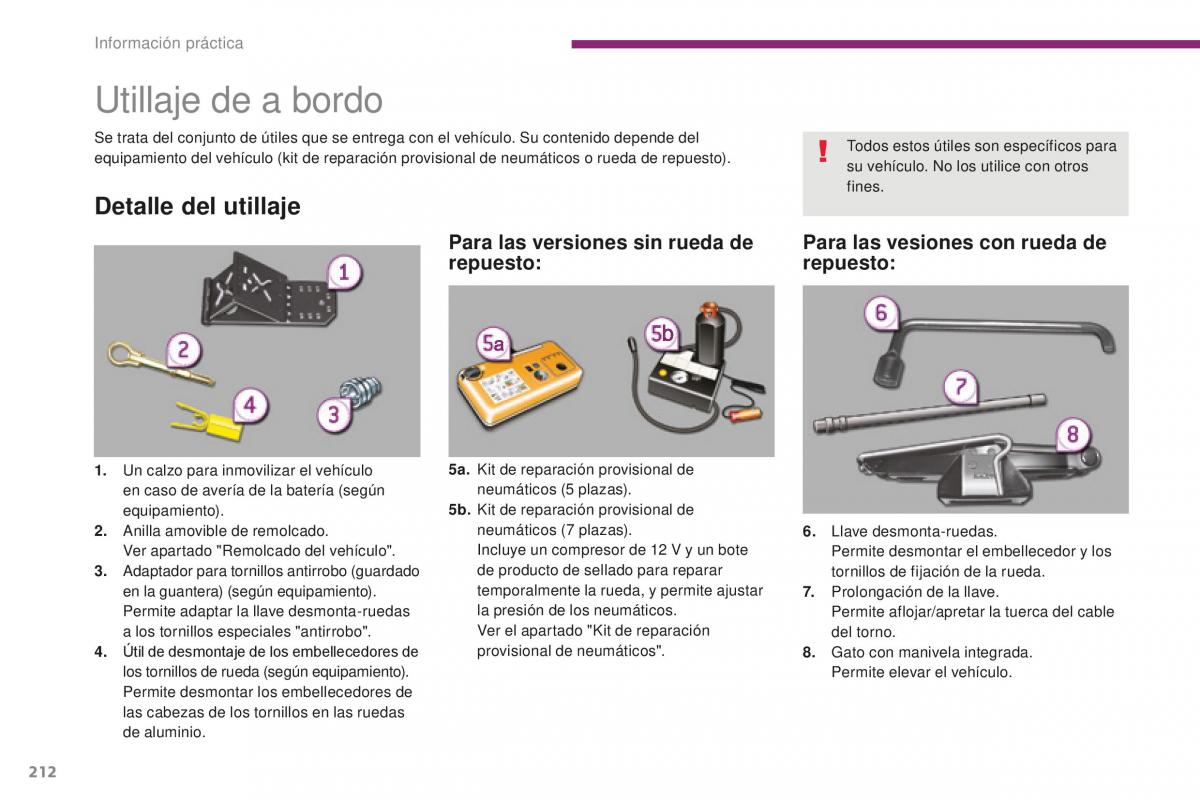 manual  Peugeot 5008 II 2 manual del propietario / page 214