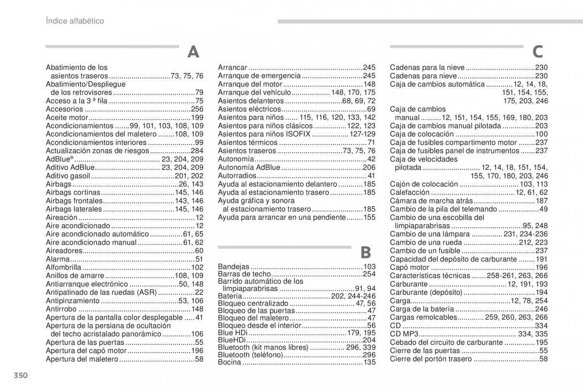 manual  Peugeot 5008 II 2 manual del propietario / page 352