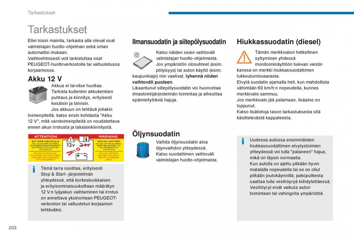 Peugeot 5008 II 2 omistajan kasikirja / page 204
