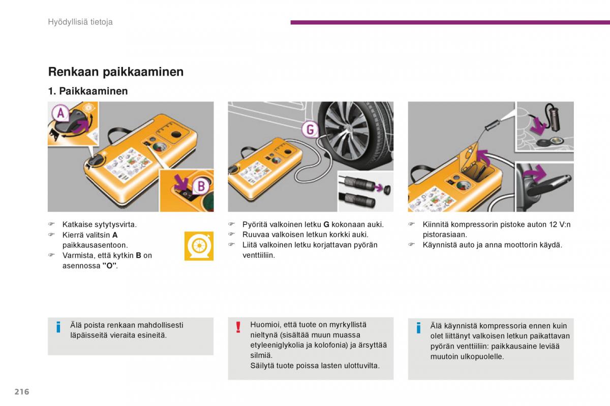 Peugeot 5008 II 2 omistajan kasikirja / page 218