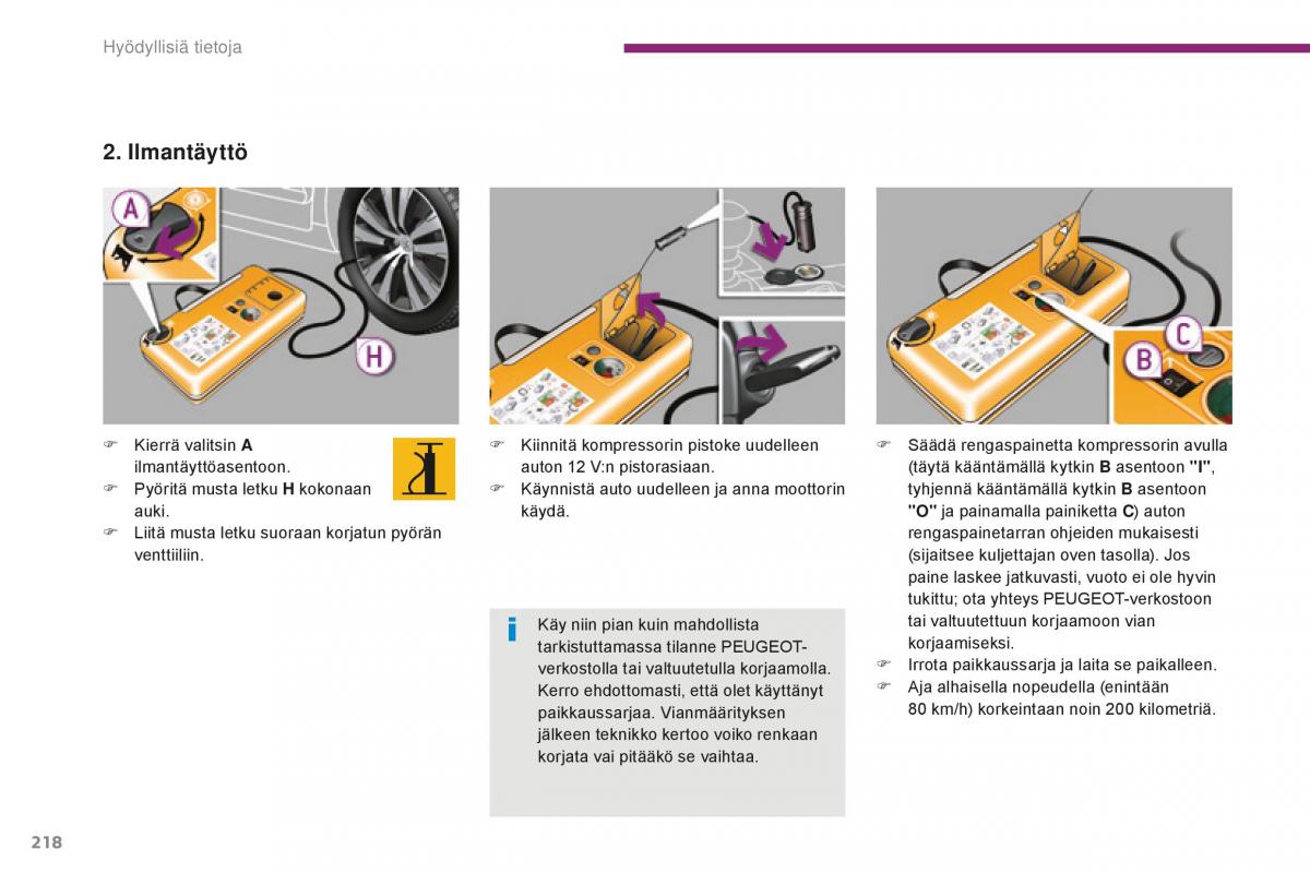 Peugeot 5008 II 2 omistajan kasikirja / page 220