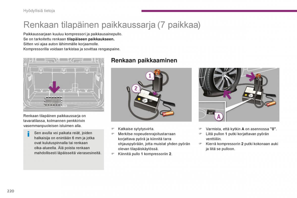 Peugeot 5008 II 2 omistajan kasikirja / page 222