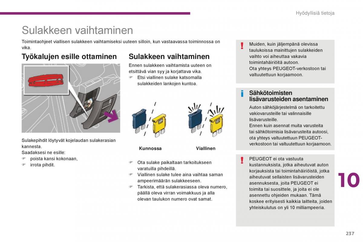 Peugeot 5008 II 2 omistajan kasikirja / page 239