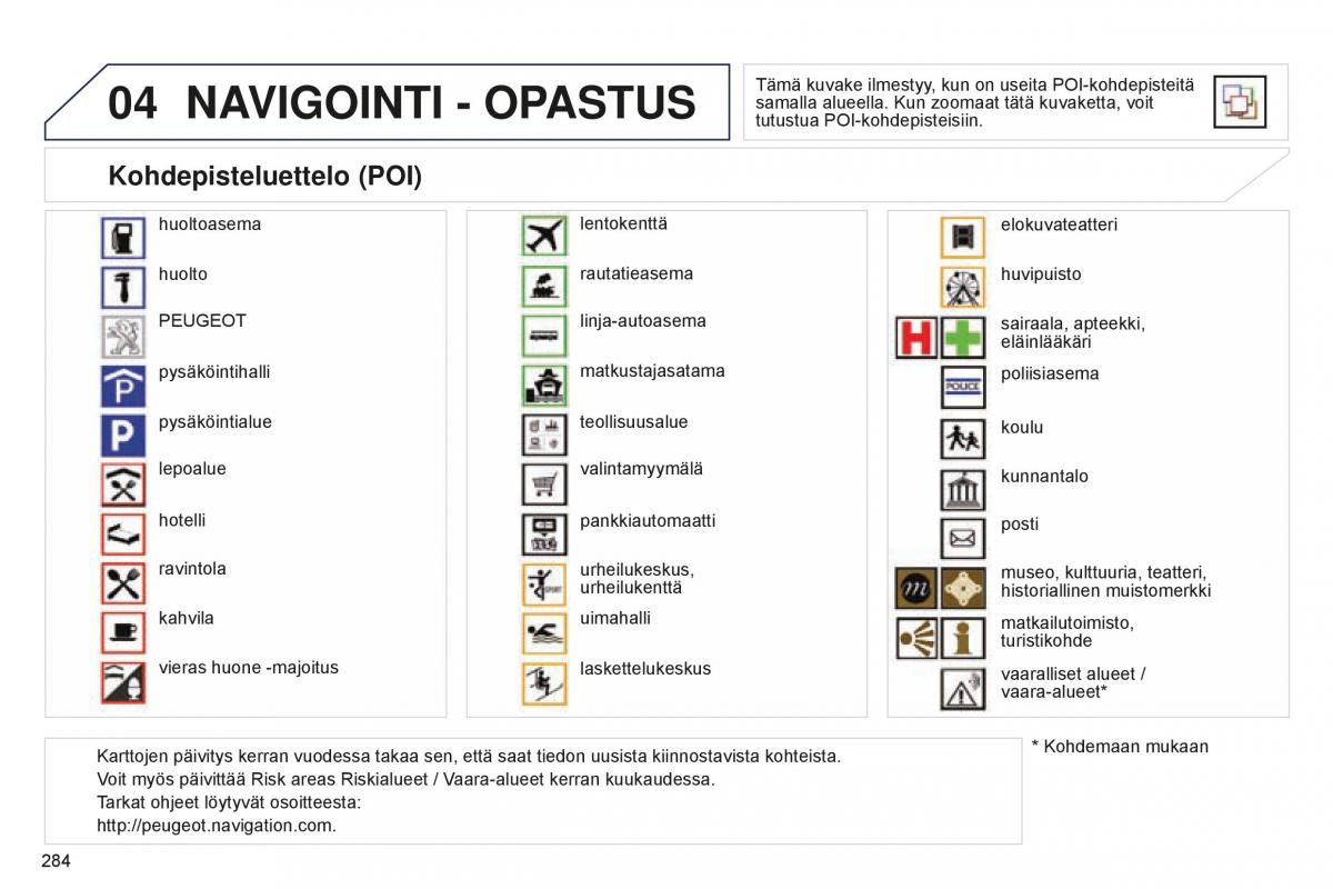 Peugeot 5008 II 2 omistajan kasikirja / page 286