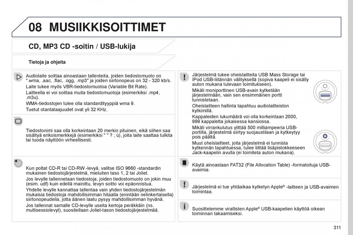 Peugeot 5008 II 2 omistajan kasikirja / page 313