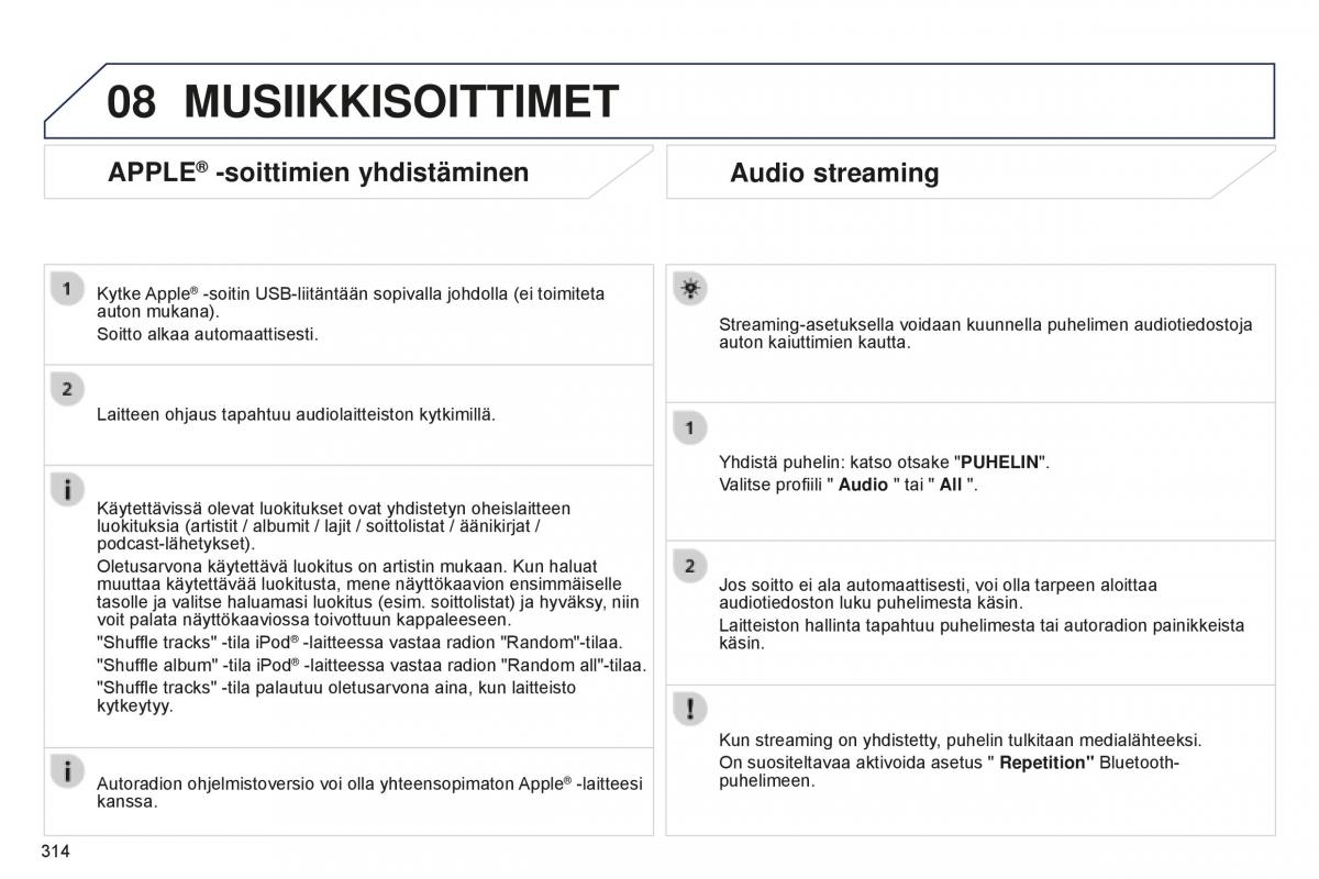 Peugeot 5008 II 2 omistajan kasikirja / page 316