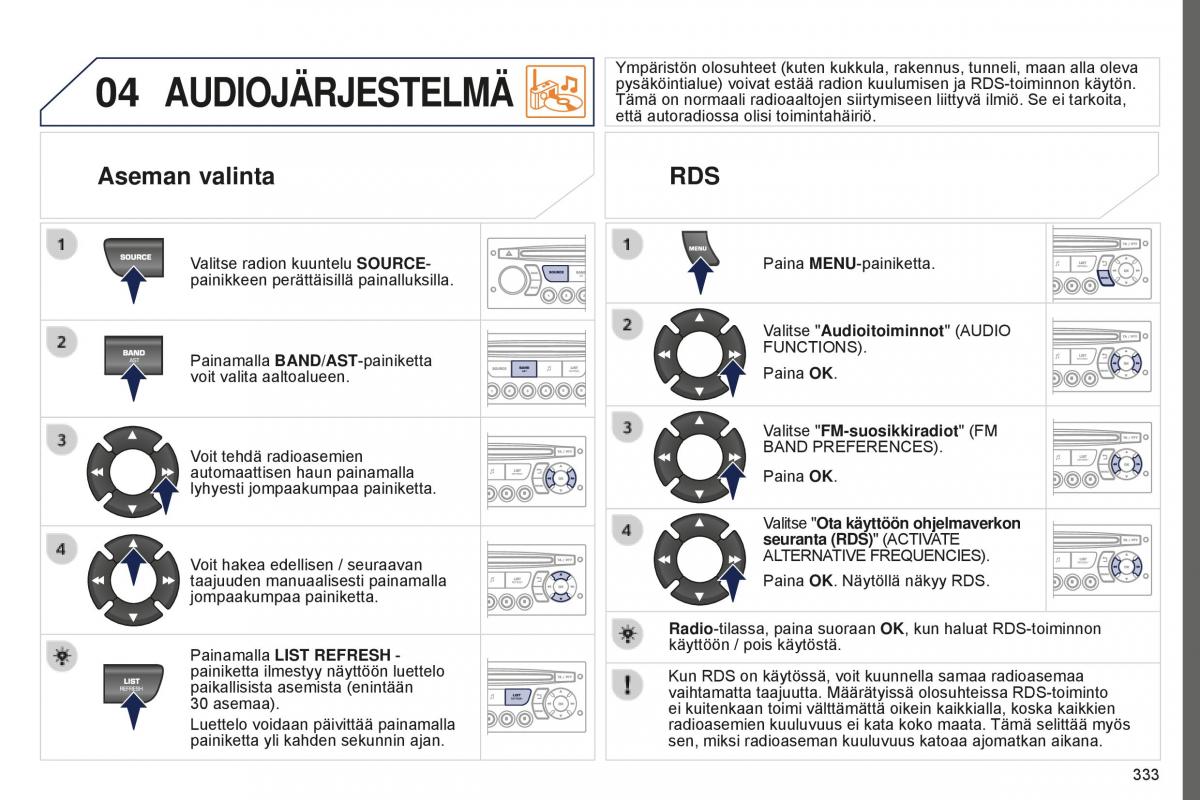 Peugeot 5008 II 2 omistajan kasikirja / page 335