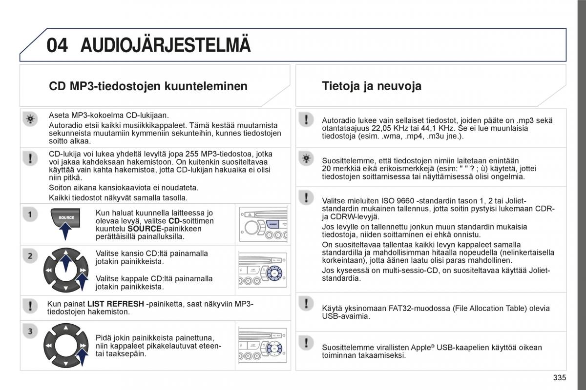 Peugeot 5008 II 2 omistajan kasikirja / page 337