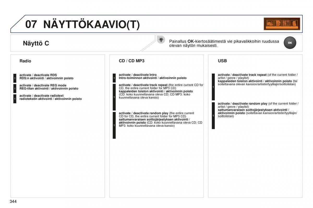 Peugeot 5008 II 2 omistajan kasikirja / page 346