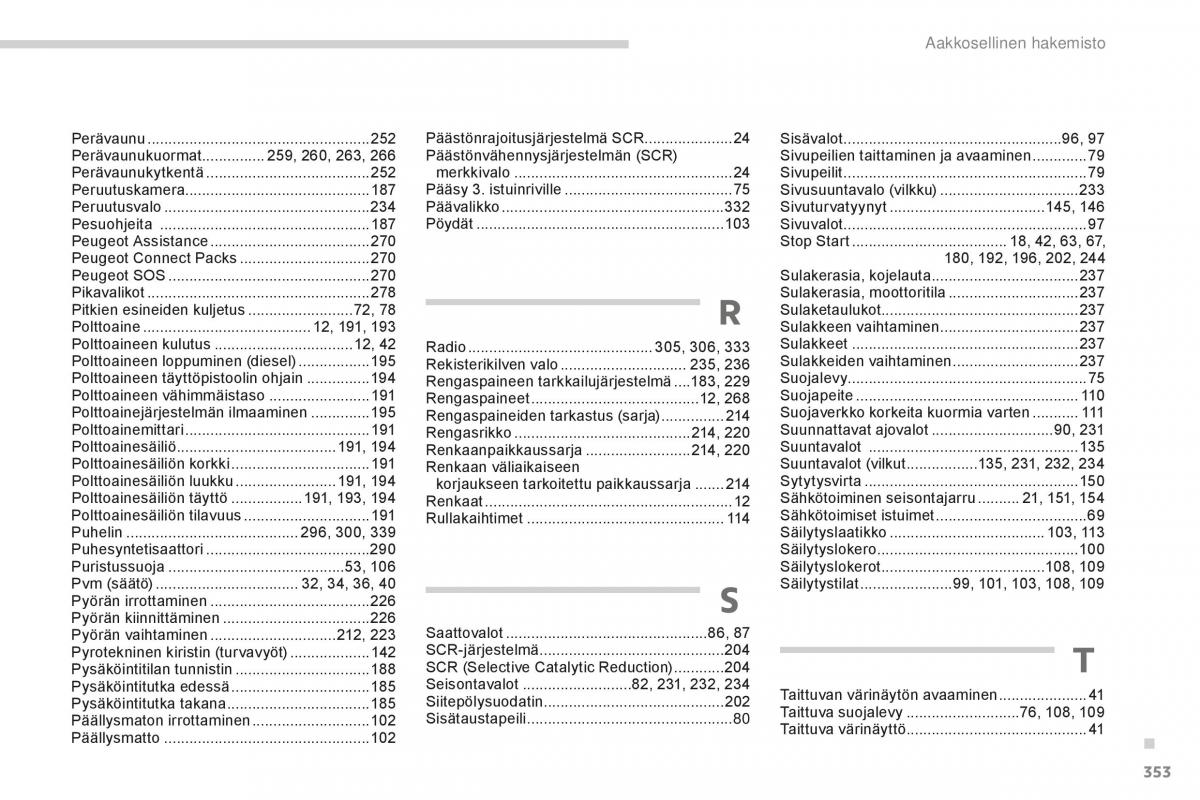 Peugeot 5008 II 2 omistajan kasikirja / page 355